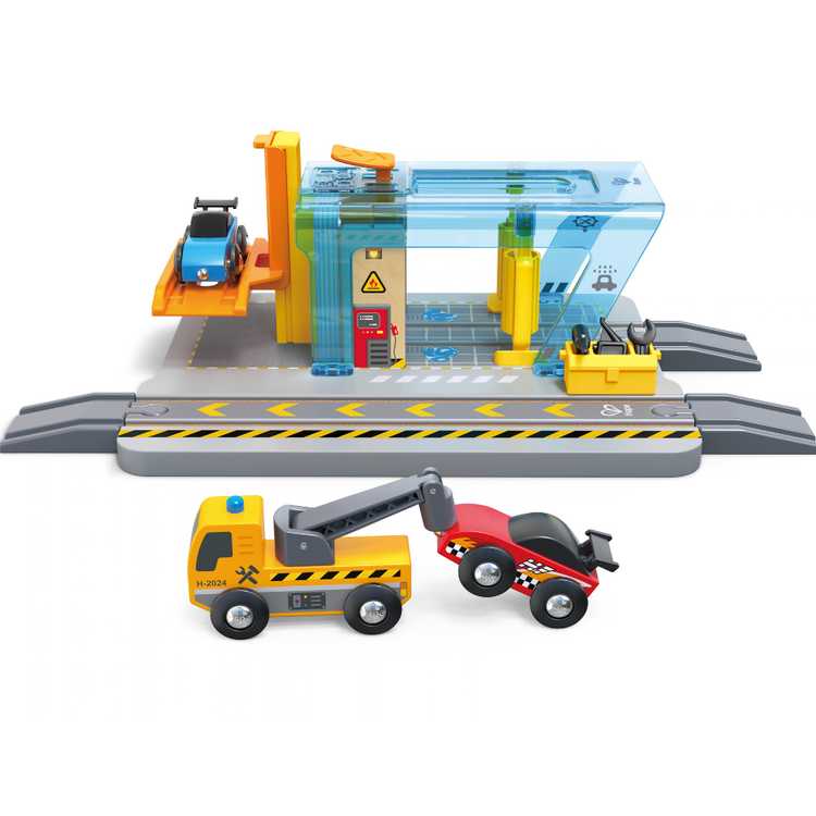 Hape Repair & Wash Station – 11-Piece Vehicle Play Set CHEZA PLUS