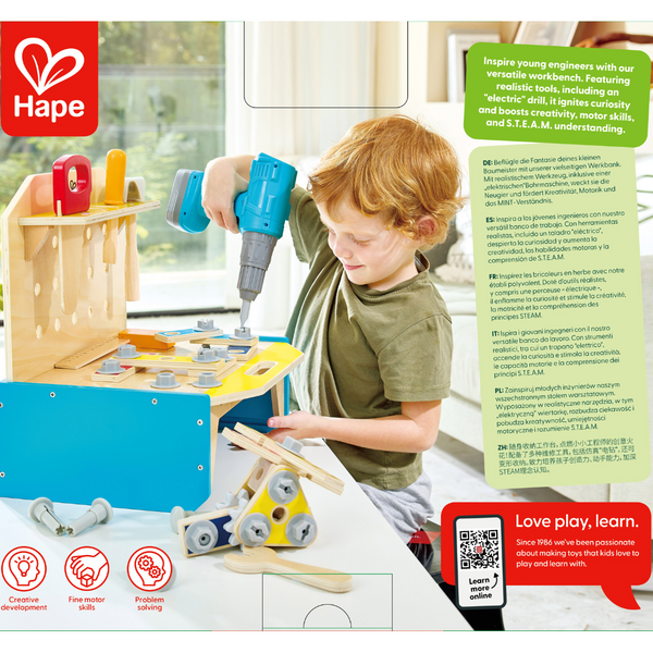 Little Engineer's Workbench Hape, Hape Work bench for kids, educational wooden toys kenya, toys in Kenya, construction toys, durable german toys, kids tool box