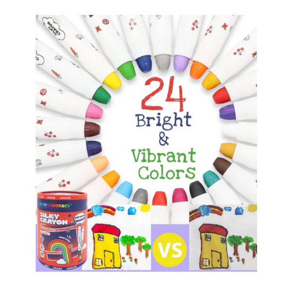 Flower Monaco Silky Crayon Set – 24 Vibrant Colors for Kids Flower Monaco, silky crayons Kenya, crayons for kids Nairobi, crayons for kids 3 years and up, washable crayons, 3 in 1 crayons