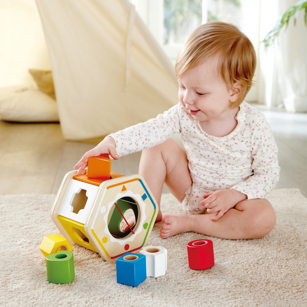 Shape sorter, wooden shape sorter, Hape toys, Wooden toys kenya, educational toys kenya, Montessori toys kenya, toys for 12 months, toys for  1 year old
