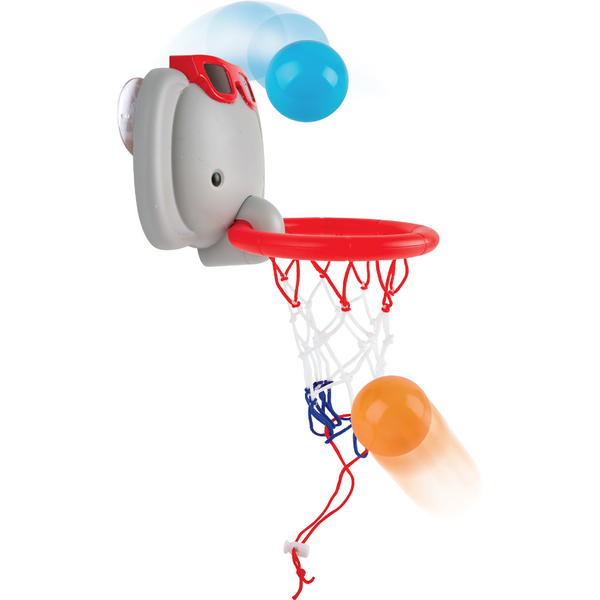 baby toddler kid child shoot bath time toy activity sports basketball hoop net elephant water washing balls throw hand eye coordination developmental motor skills muscle memory balls colorful animal suction cup fun play safe sturdy 18 months 1 year older