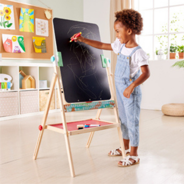 Hape Flip Flat Easel Foldable Double-Sided Free Standing Blackboard & Whiteboard With Chalks, Markers Age 3 years & above CHEZA PLUS, easel for kids Kenya, painting kit, magnet board, black board, arts & crafts for kids in Kenya