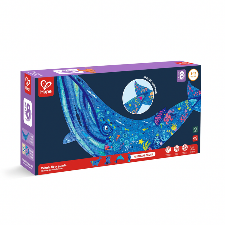 Hape Whale Shimmer Floor Puzzle - educational puzzle for ages 8 Years + CHEZA PLUS