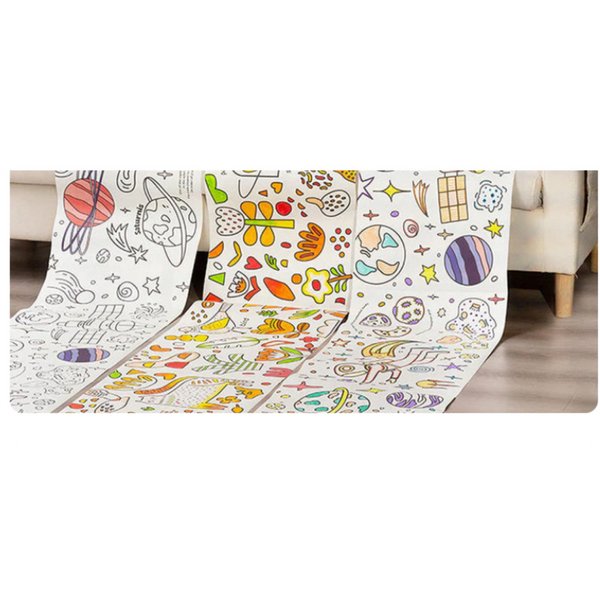 Colourful galaxy and rockets graffiti scroll – removable wall art Kenya