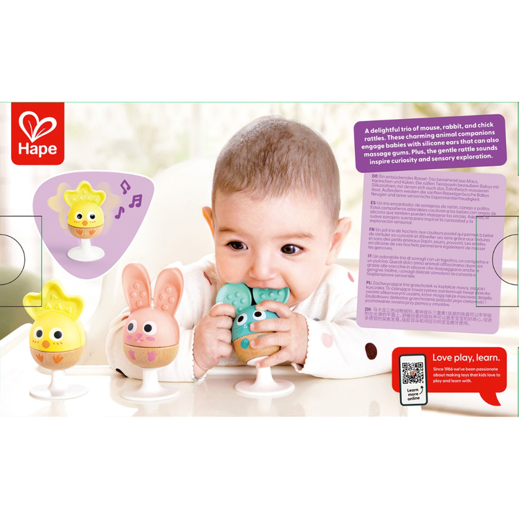 Hape Cheery Critter Rattle Trio - baby rattle toy CHEZA PLUS