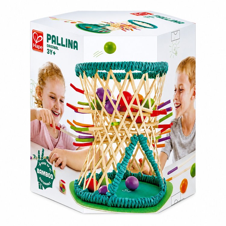 Hape Pallina Original E5522 bamboo dexterity game in original retail packaging, educational toy for children aged 3+ available in Kenya.