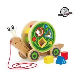 Wooden snail pull toy with blocks – early learning toy Kenya