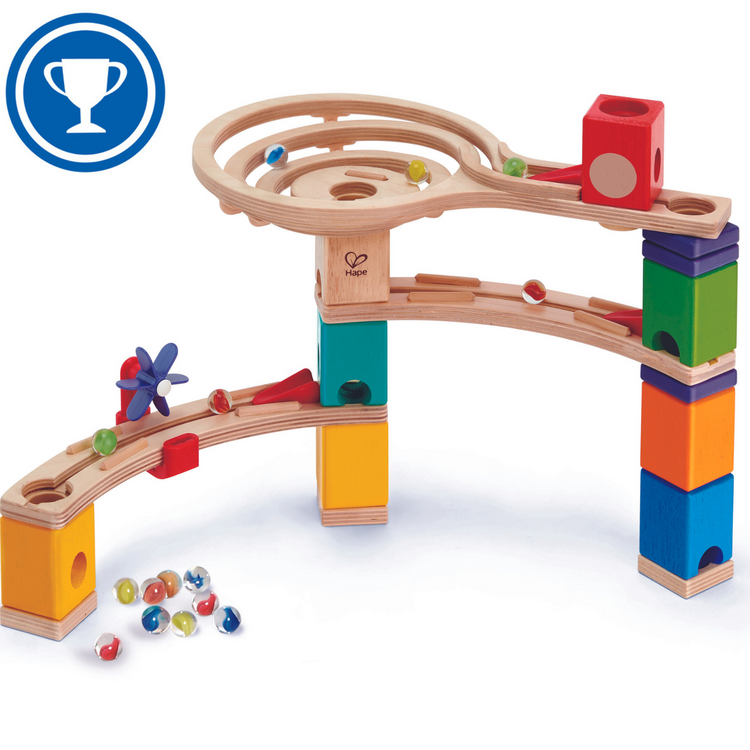 Hape Quadrilla Race to the Finish Marble Run Blocks, Multicolor