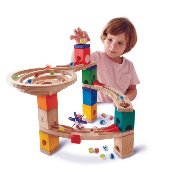 Hape Quadrilla Race to the Finish Marble Run Blocks, Multicolor
