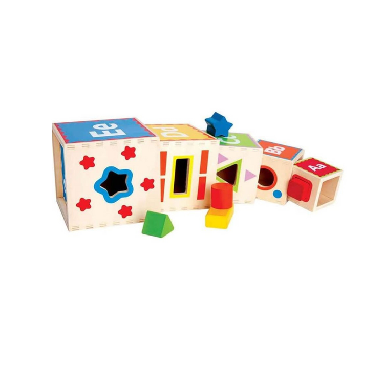 Pyramid of Play Wooden Toddler Wooden Nesting Blocks Set Hape