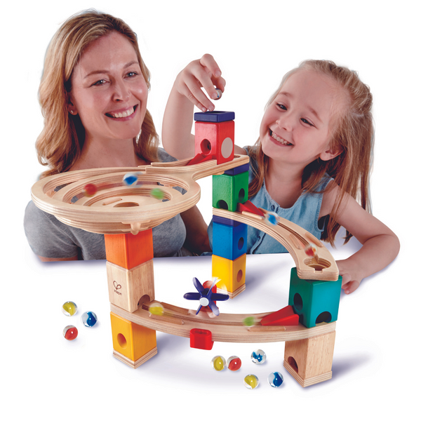 Hape Quadrilla Race to the Finish Marble Run Blocks, Multicolor , 13.8 x 3.1 x 14.2 inches