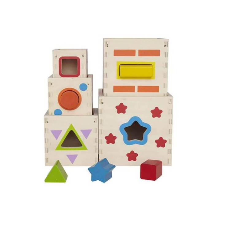 Pyramid of Play Wooden Toddler Wooden Nesting Blocks Set Hape