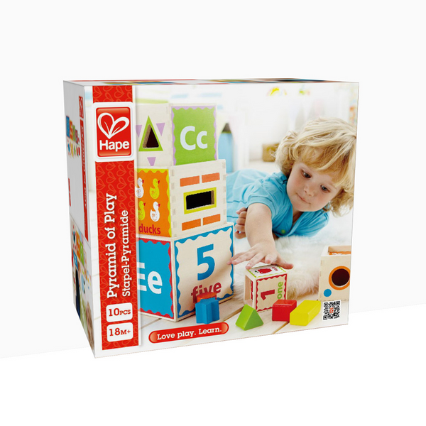 Pyramid of Play Wooden Toddler Wooden Nesting Blocks Set Hape