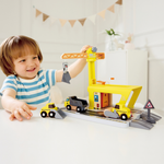 Hape Railway Crane Construction – 14-Piece Train & Construction Set CHEZA PLUS