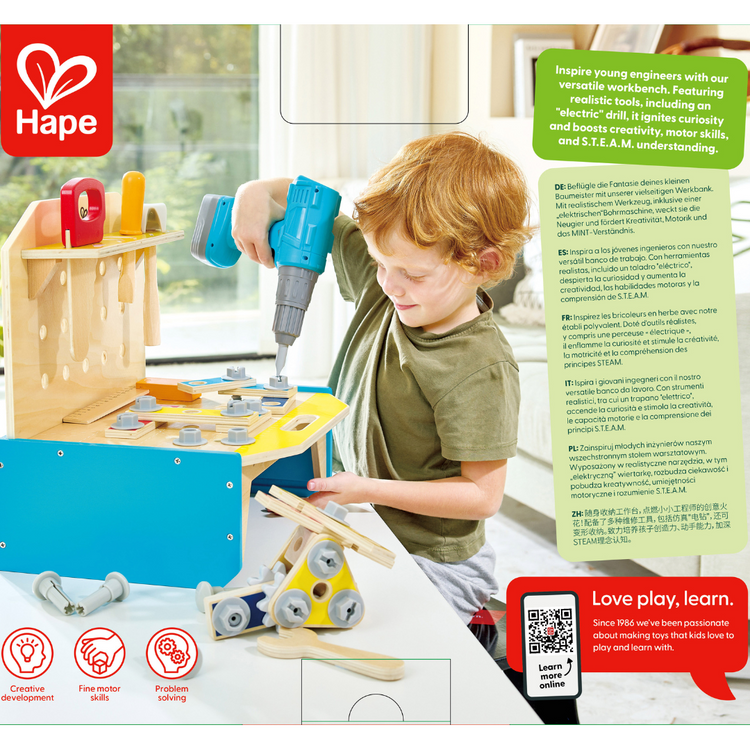 Little Engineer's Workbench Hape, Hape Work bench for kids, educational wooden toys kenya, toys in Kenya, construction toys, durable german toys, kids tool box 