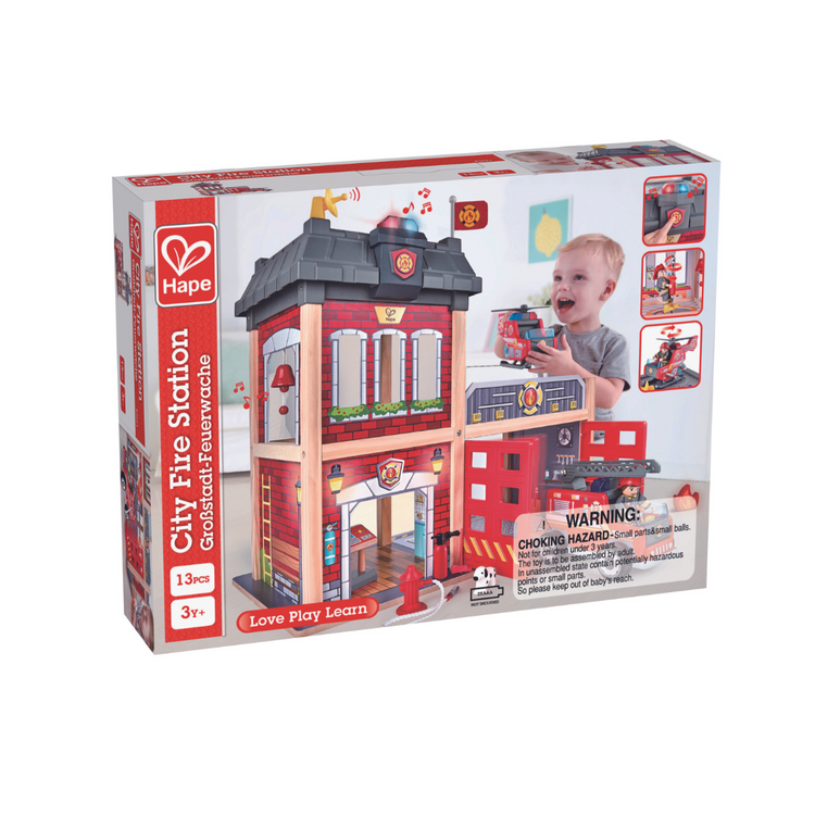Fire station wooden toy Hape Cheza Plus