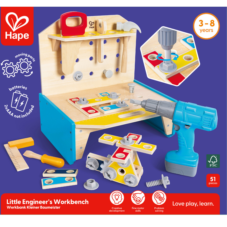 Little Engineer's Workbench Hape, Hape Work bench for kids, educational wooden toys kenya, toys in Kenya, construction toys, durable german toys, kids tool box 

