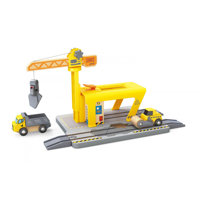 Hape Railway Crane Construction – 14-Piece Train & Construction Set CHEZA PLUS