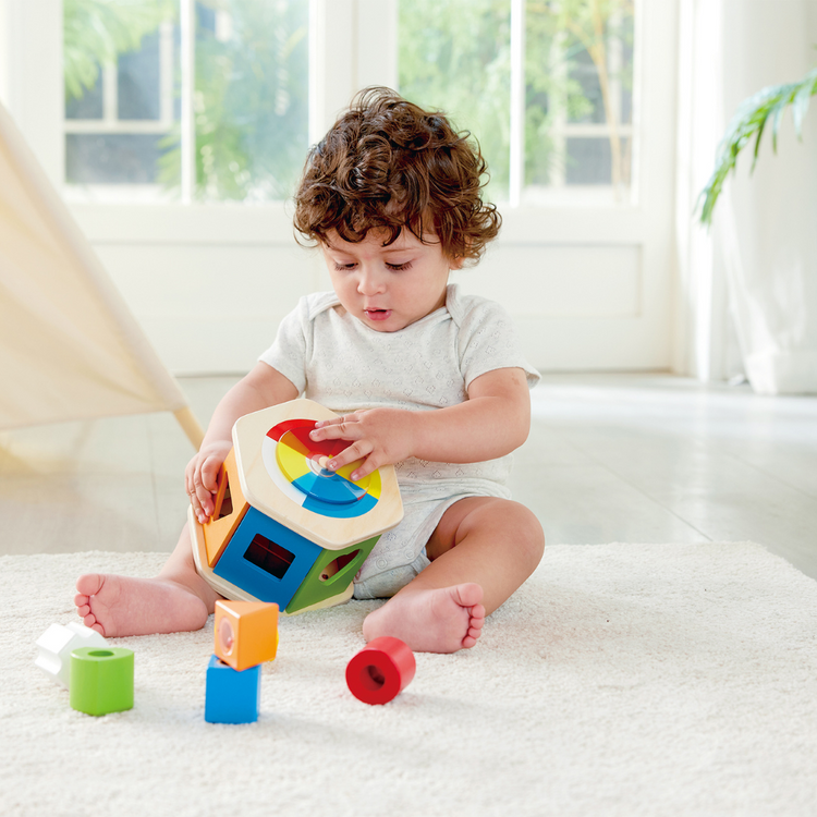 Shape sorter, wooden shape sorter, Hape toys, Wooden toys kenya, educational toys kenya, Montessori toys kenya, toys for 12 months, toys for 1 year old