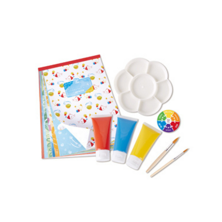 art hape kid kids paint painting brush kit supplies set children childrens child toddler development creative creativity imagination activity activities birthday gift toy color non toxic non-toxic safe washable paints colors mix wheel