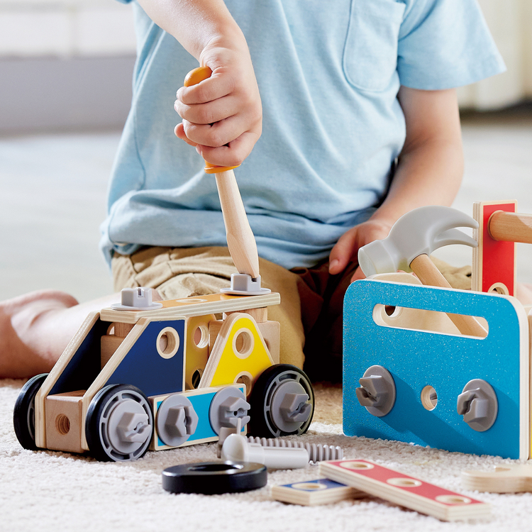 Build-It Tool Box Hape, kids tool box set, tool box set kenya for kids, toy tool set, tool kit box kids, wooden tool box kids, tool box kids, wooden tool box, tool box toddler, tool box toy set, tool box kenya, Hape toys Kenya, wooden toys, educational construction toys, online toy shop Kenya, Montessori toys, home schooling, German toys