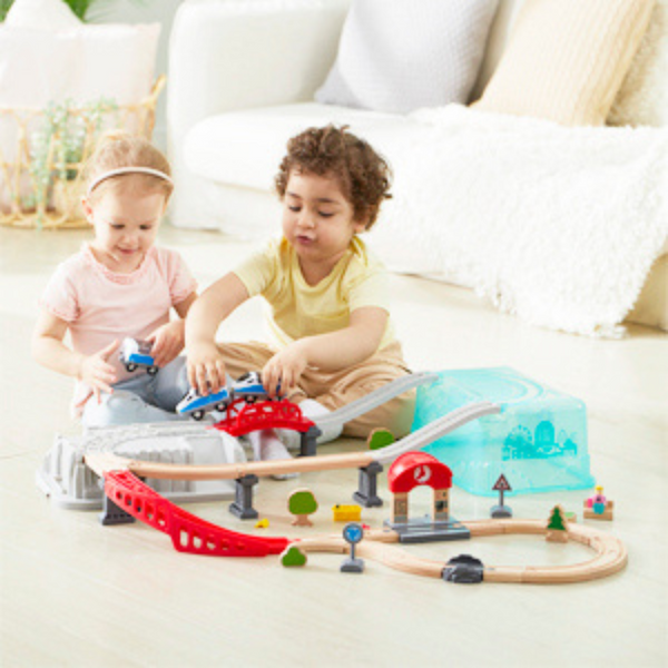 toys toy for 3 years and older old boys boy girl girls kid kids children child gift wood wooden train set tracks railway trains sets toddlers table track city rail build passenger pretend fun educational learning developmental family figurines vehicles adjustable moveable hape cars magnet hape cheza plus