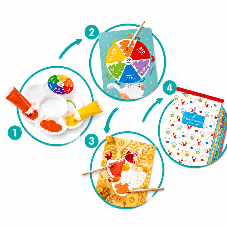 art hape kid kids paint painting brush kit supplies set children childrens child toddler development creative creativity imagination activity activities birthday gift toy color non toxic non-toxic safe washable paints colors mix wheel