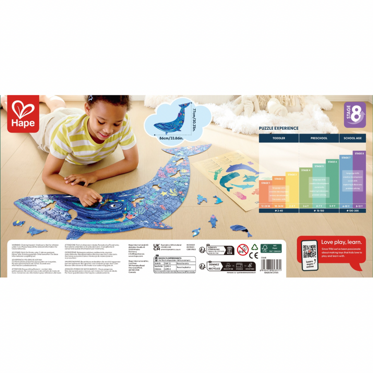 Hape Whale Shimmer Floor Puzzle - educational puzzle for ages 8 Years + CHEZA PLUS