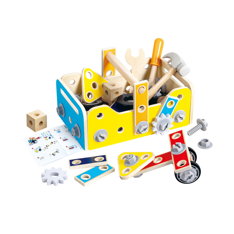 Build-It Tool Box Hape, kids tool box set, tool box set kenya for kids, toy tool set, tool kit box kids, wooden tool box kids, tool box kids, wooden tool box, tool box toddler, tool box toy set, tool box kenya, Hape toys Kenya, wooden toys, educational construction toys, online toy shop Kenya, Montessori toys, home schooling, German toys