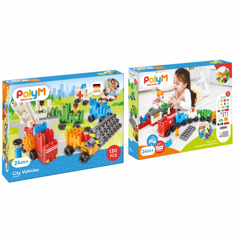 PolyM City Vehicles - building blocks for 24 months + CHEZA PLUS