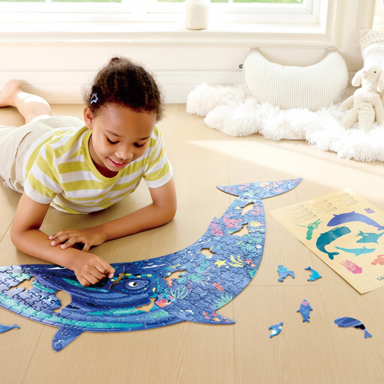 Hape Whale Shimmer Floor Puzzle - educational puzzle for ages 8 Years + CHEZA PLUS