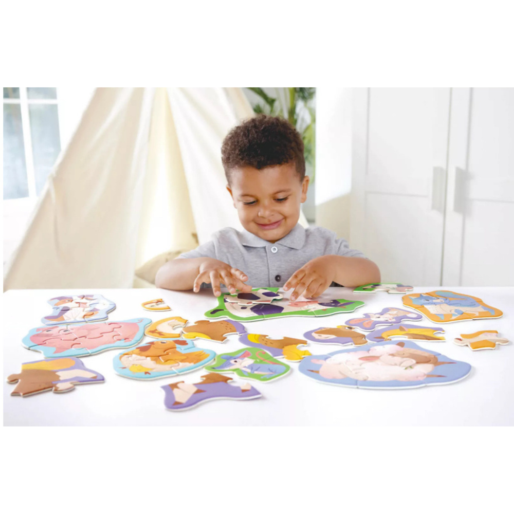 Hape Farmyard Friends Wooden Puzzle Set – 10 Animal Puzzles for Toddlers 12+ Months | Early Learning Toy CHEZA PLUS