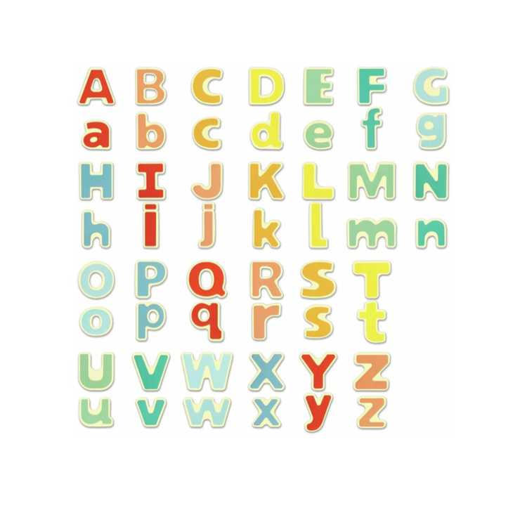 learning letters with Hape magnetic ABC toy early literacy play Kenya
