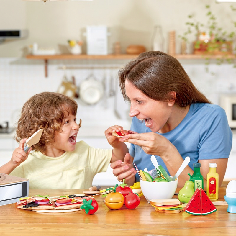 Hape Perfect Pizza Wooden Playset for Kids Kitchen| 2-in-1 Pizza Oven & Delivery Box| 29 PCs Pretend Play for Toddlers Ages 3 Years and Up CHEZA PLUS