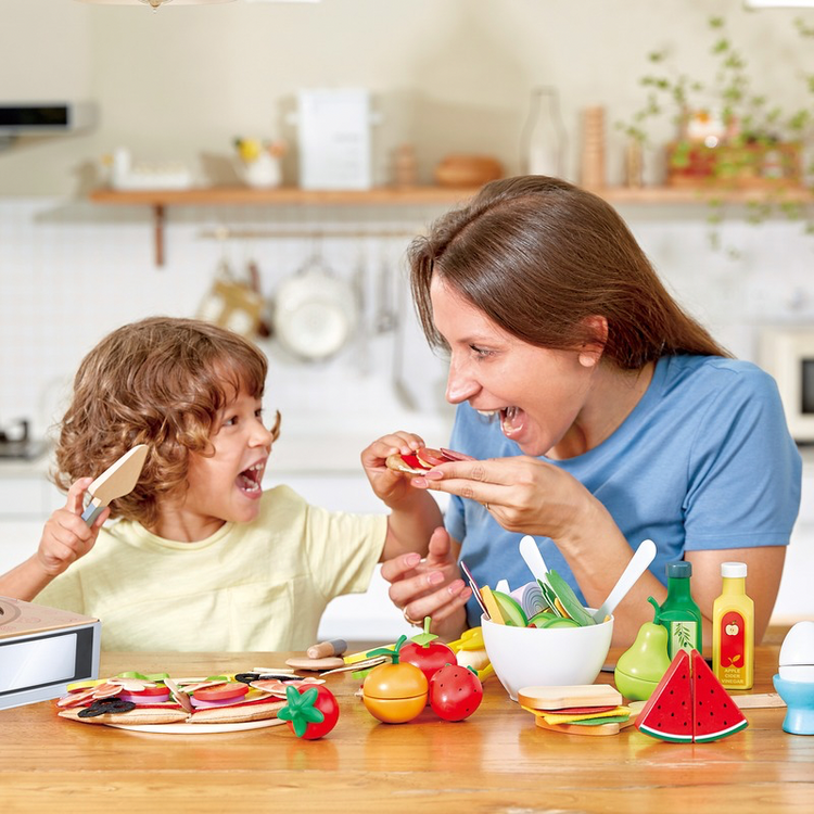 Hape Perfect Pizza Wooden Playset for Kids Kitchen| 2-in-1 Pizza Oven & Delivery Box| 29 PCs Pretend Play for Toddlers Ages 3 Years and Up CHEZA PLUS
