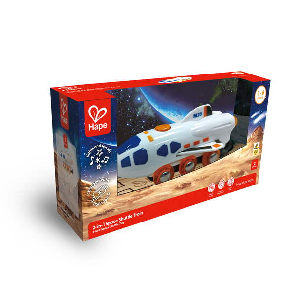 Dual-Mode Space shuttle Hape, train, kids trai, play train, rocket toy, hape toys, toys for boys , toys for girls, toys for 3 years, toys for 4 years old, railway toy
