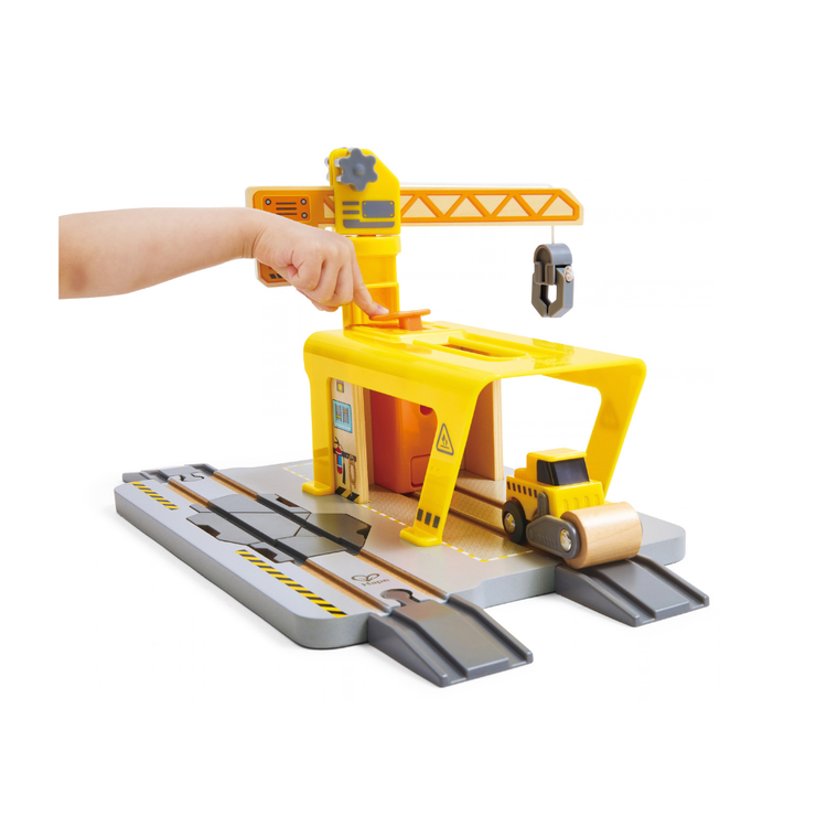 Hape Railway Crane Construction – 14-Piece Train & Construction Set CHEZA PLUS