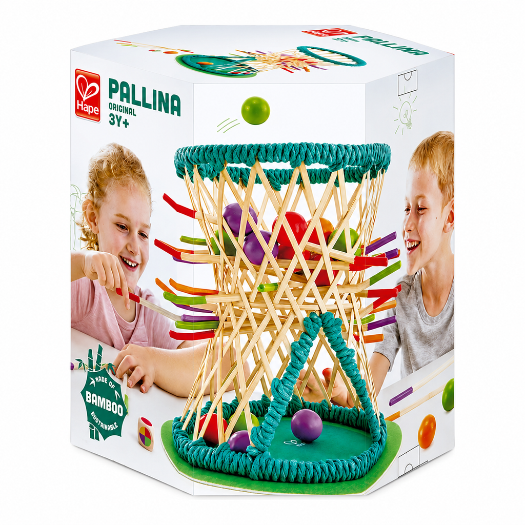 Hape Pallina Original E5522 bamboo dexterity game in original retail packaging, educational toy for children aged 3+ available in Kenya.