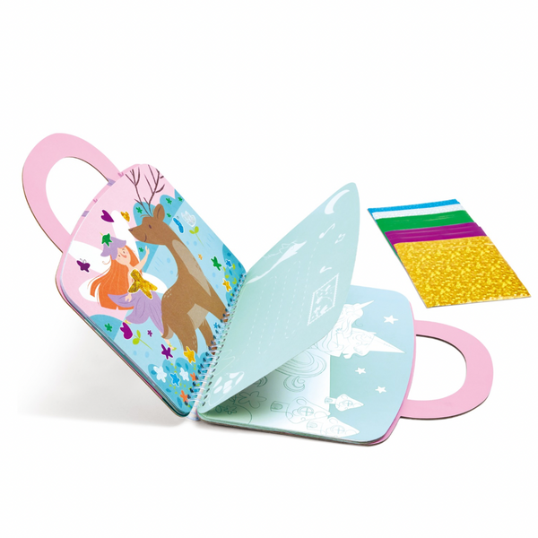 Hape Enchanted Travel Foil Art Kit – colorful children’s craft set with foil sheets and templates, available at Cheza Plus Kenya.