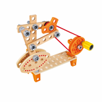 Colorful wooden blocks and connectors from Hape Carnival Builder Set – available at Cheza Plus Kenya