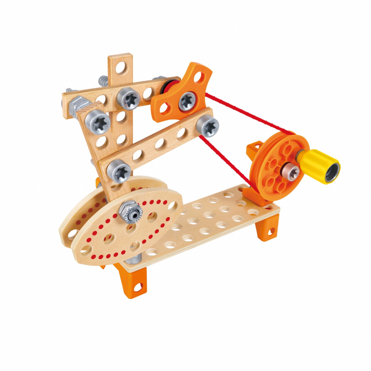 Colorful wooden blocks and connectors from Hape Carnival Builder Set – available at Cheza Plus Kenya