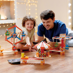 Kid and parent playing with Hape Carnival Builder Set – fun learning toy in Kenya