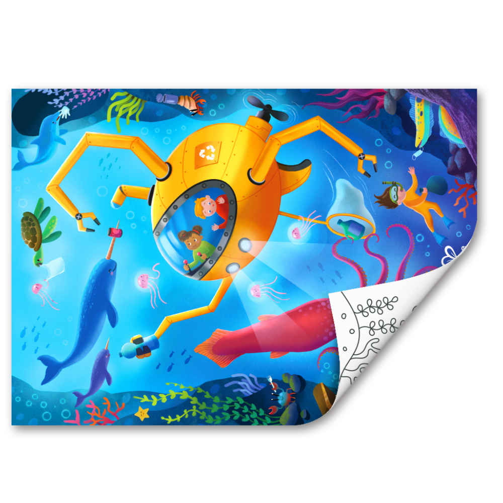 Hape Ocean Rescue 48pc Double-Sided Coloring Jigsaw Puzzle CHEZA PLUS