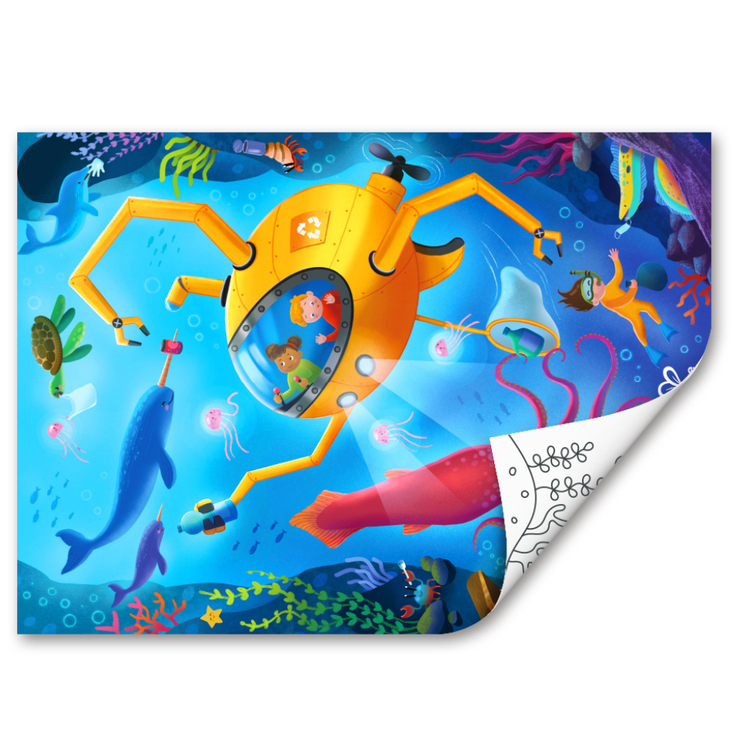 Hape Ocean Rescue 48pc Double-Sided Coloring Jigsaw Puzzle CHEZA PLUS
