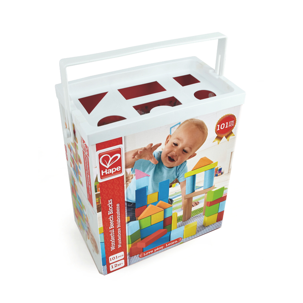 Storage box with lid for Hape beech blocks – organised play Kenya