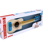 Hape Blue Lagoon Guitar in box – durable wooden musical toy for children aged 3 and above, sold by Cheza Plus Kenya at The Hub Karen.
