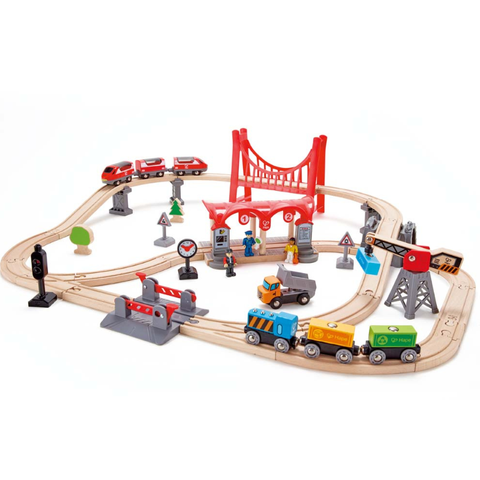 Hape Busy City rail set wooden train toy for kids Kenya