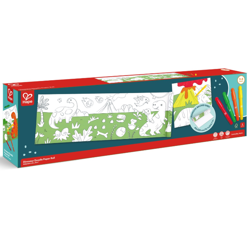 Long dinosaur coloring roll for kids creative play activity