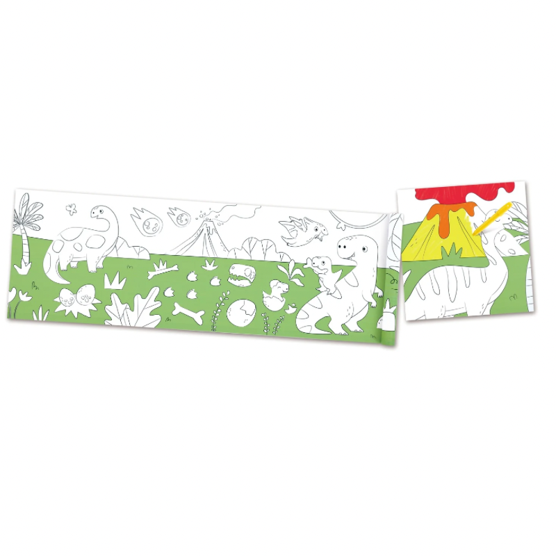 Close up of dinosaur doodle roll design for coloring