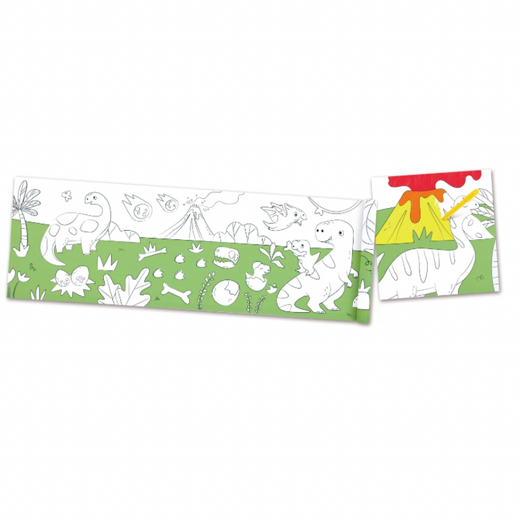 Close up of dinosaur doodle roll design for coloring